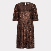 Balloon Sleeve Sequin Dress in Coffee by EsQualo