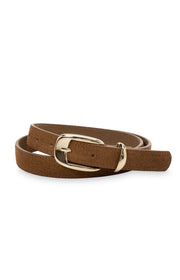 Retro Buckle Suede Belt in Bison Brown by YAYA