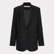 Oversized Embroidered Blazer in Black by EsQualo