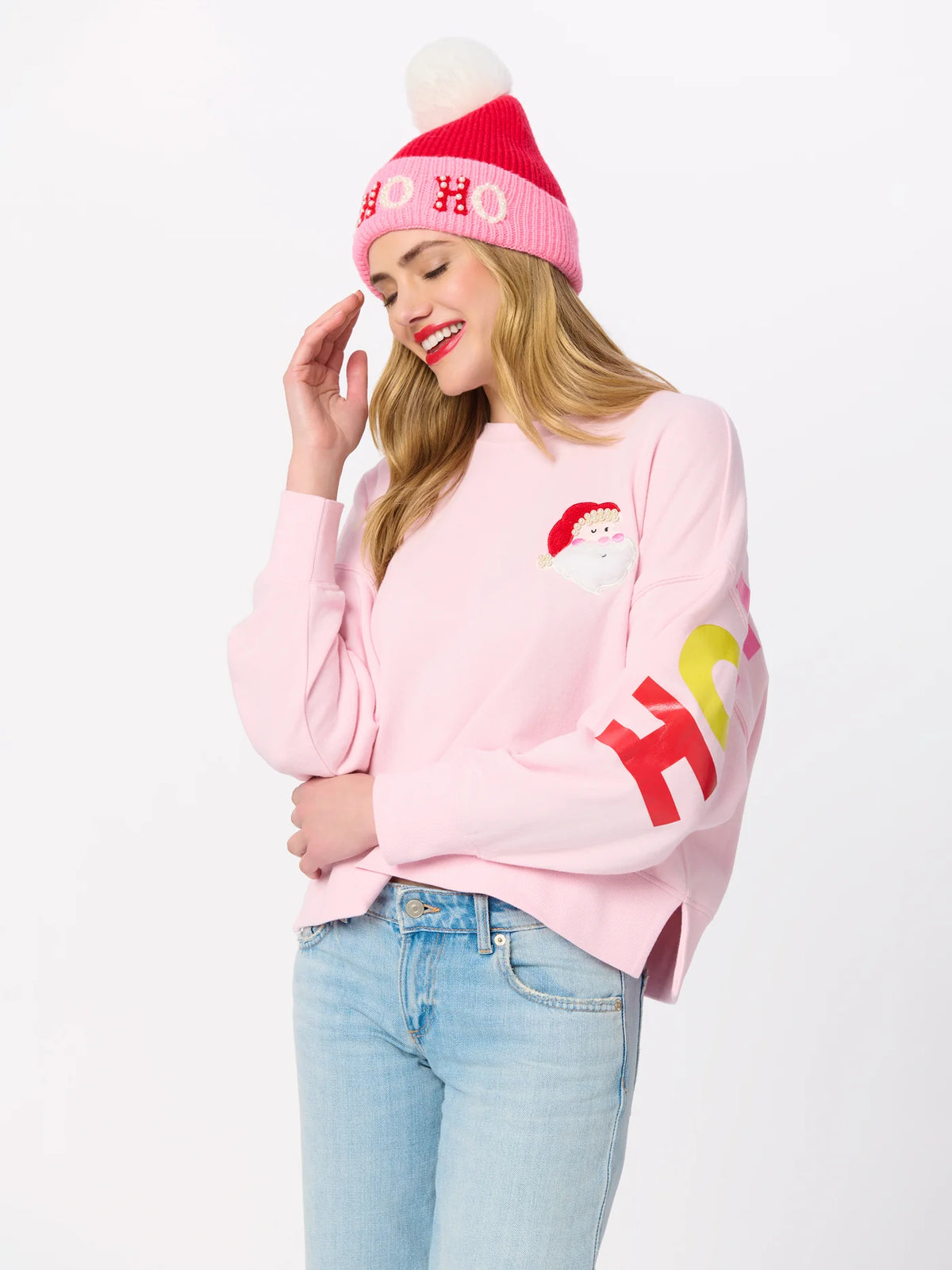TAX-FREE PRE-RELEASE Santa/Ho Ho Ho Pink Relaxed Sweatshirt by Shiraleah