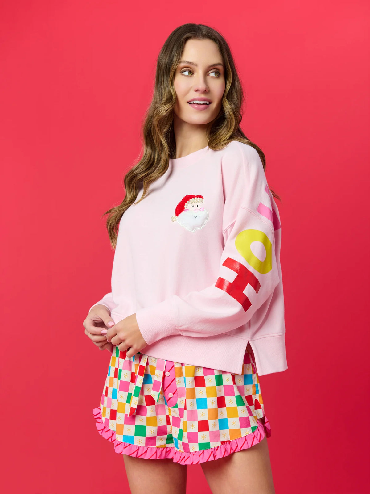 TAX-FREE PRE-RELEASE Santa/Ho Ho Ho Pink Relaxed Sweatshirt by Shiraleah