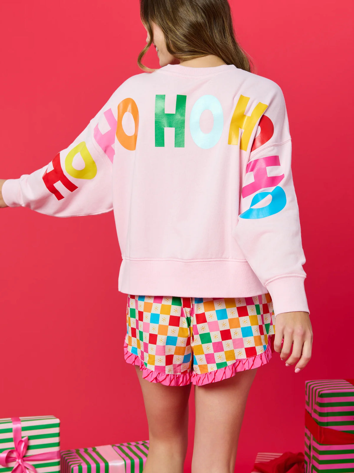 TAX-FREE PRE-RELEASE Santa/Ho Ho Ho Pink Relaxed Sweatshirt by Shiraleah