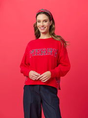 Plaid Merry Red Relaxed Sweatshirt by Shiraleah