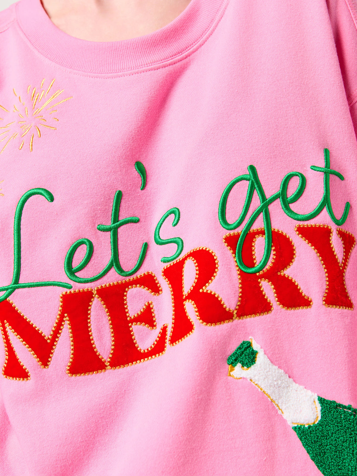 TAX-FREE PRE-RELEASE Let's Get Merry Pink Lounge Sweatshirt by Shiraleah