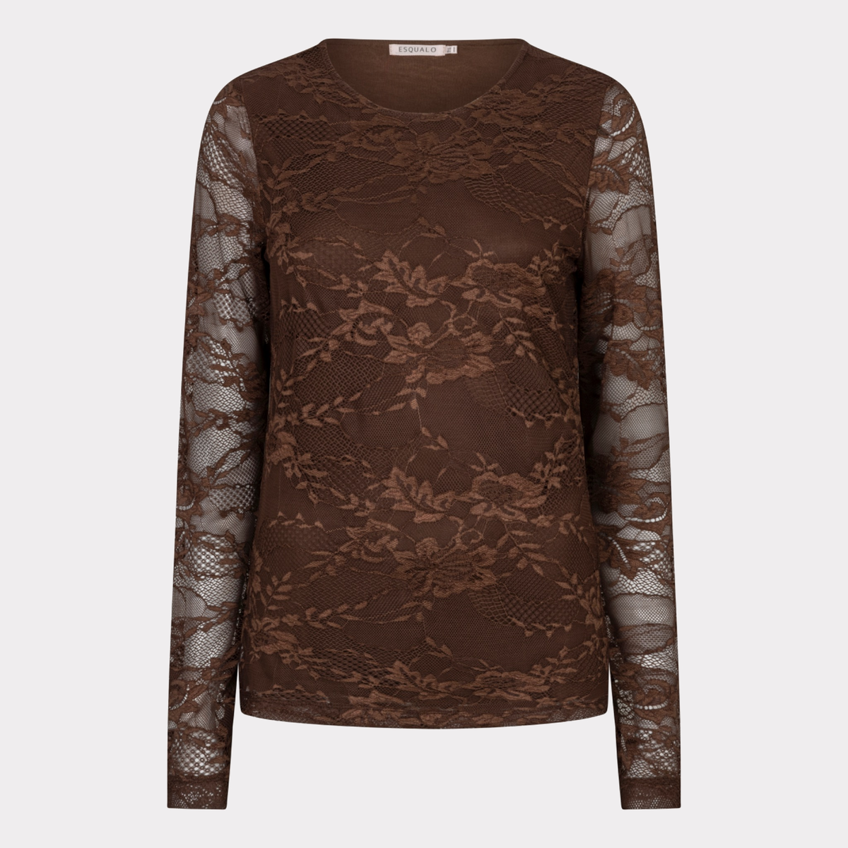 Long Sleeve Lace Top in Coffee by EsQualo