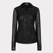 Mesh Polka Dot Top in Black by EsQualo