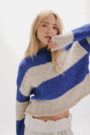Opal Rugby Stripe Sweater Cobalt Combo by Free People