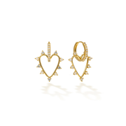 Chapel Heart Hoop White Opal Earrings by Lover's Tempo