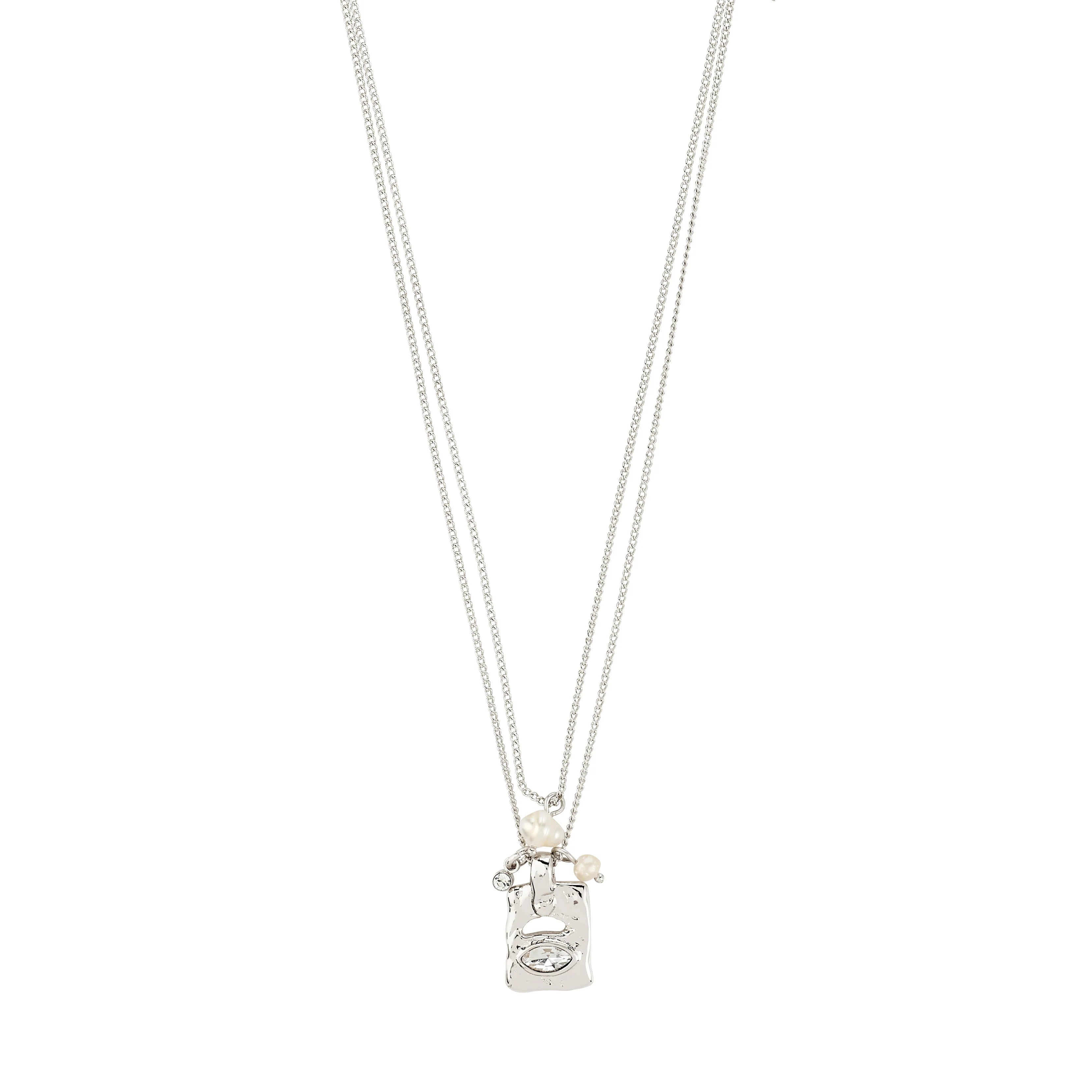 Fire Crystal Necklace in Silver by Pilgrim