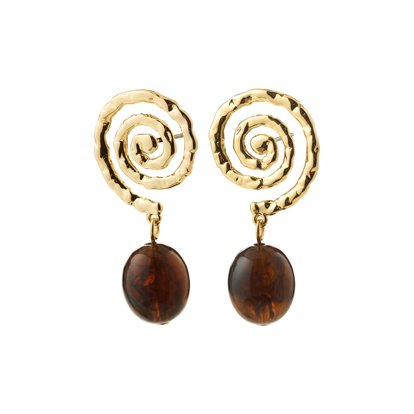 Still Earrings in Gold & Brown by Pilgrim