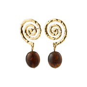 Still Earrings in Gold & Brown by Pilgrim