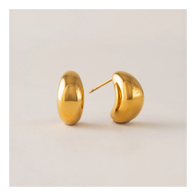 Waterproof Crest Dome Earrings in Gold by Lover's Tempo