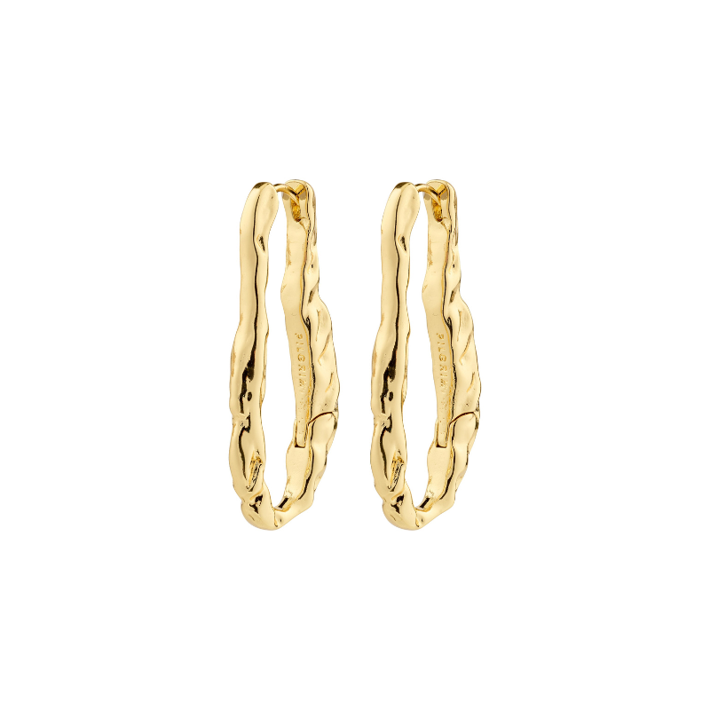 Believe Hoops Earrings Gold Long by Pilgrim