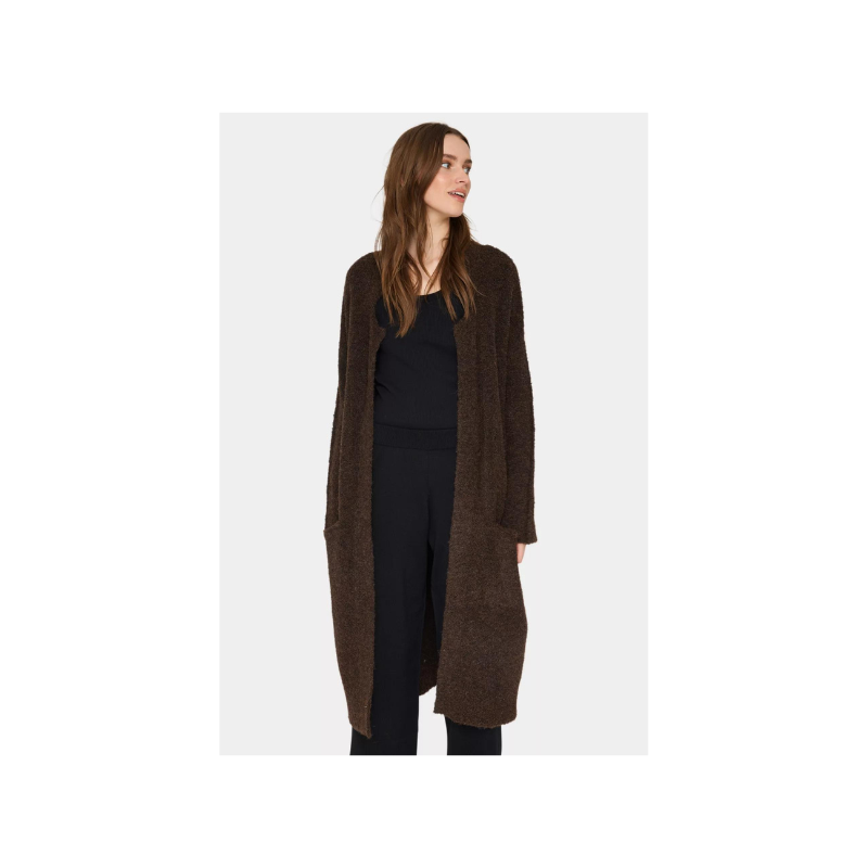 Gela Long Cardigan in Dark Oak by Saint Tropez