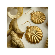 Botticelli Raw Brass Shell Drop Earrings by Pika & Bear