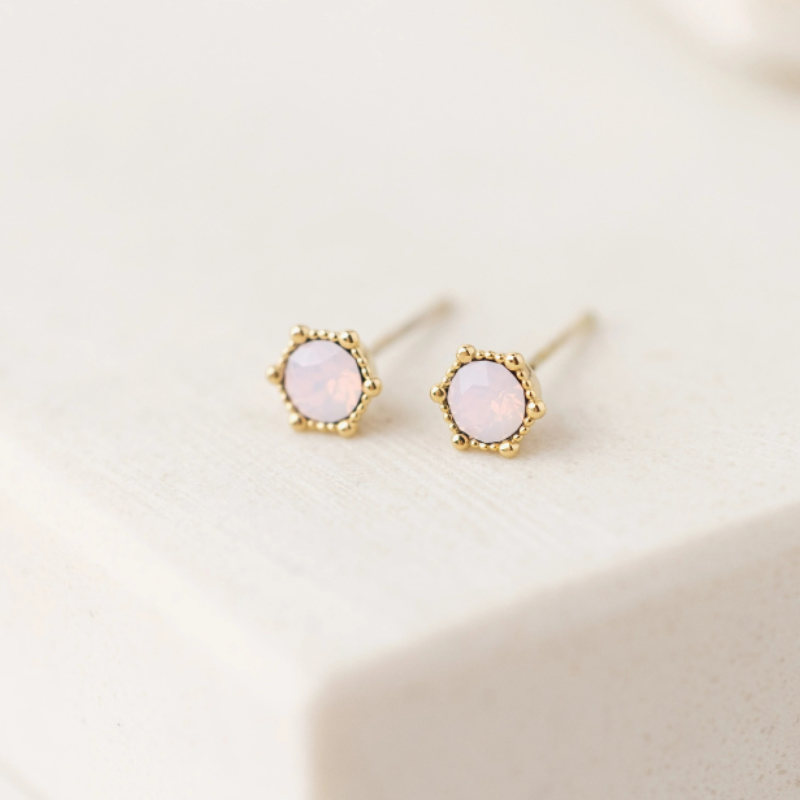 Astrid Stud Earrings Pink Opal by Lover's Tempo