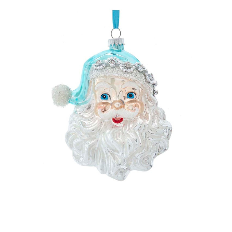 Blue & Silver Santa Ornament