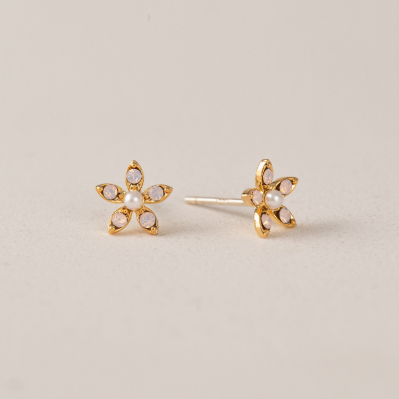 Lily Stud Earrings in Pink Opal by Lover's Tempo