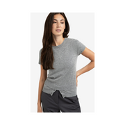Shortsleeve Knit Top in Grey Melange by YAYA