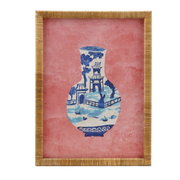 Rattan Framed Chinoiserie Vase A