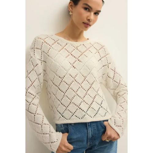 Hullen Crochet Sweater in Cloud by Z Supply