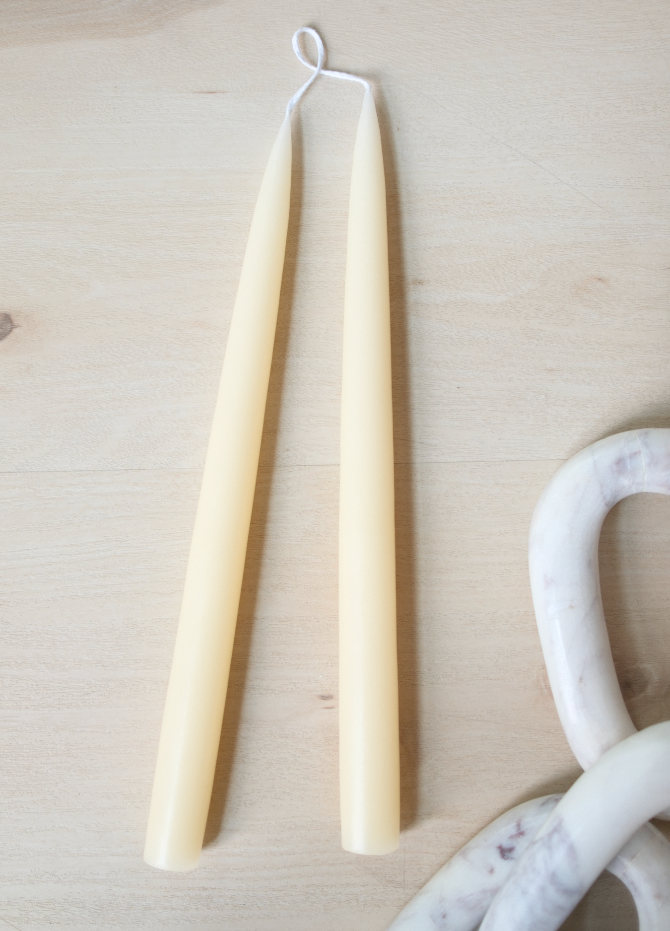 Pair of 12" Danish Taper Candles  -  Ivory