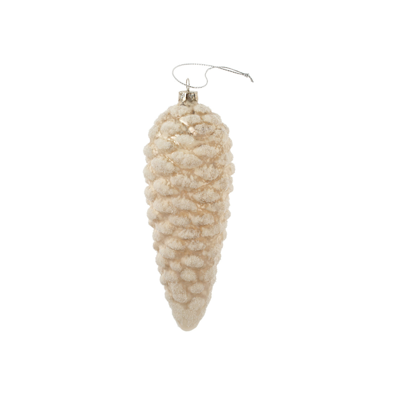 Winter White Pinecone Glass Ornament