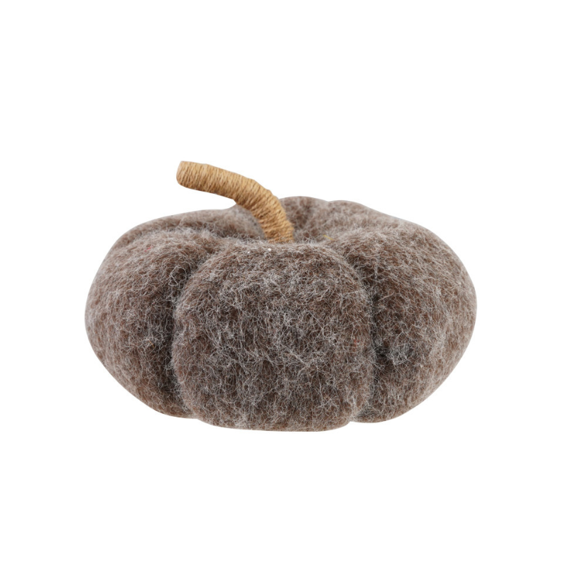 Grey Felt Pumpkin with Jute Stem
