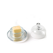 Small Round Glass Butter Dish with Dome
