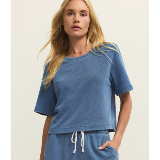 Curran Knit Denim Sweatshirt in Calypso Blue Indigo by Z Supply
