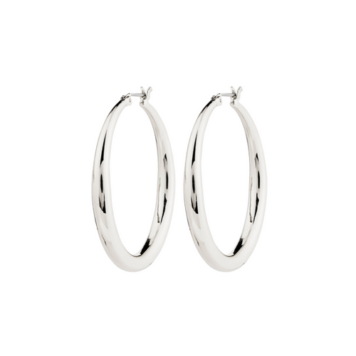 Jorun Large Hoop Earrings in Silver by Pilgrim