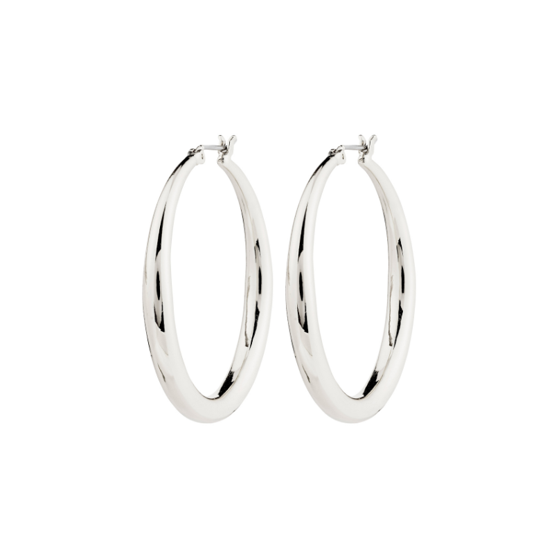 Jorun Large Hoop Earrings in Silver by Pilgrim
