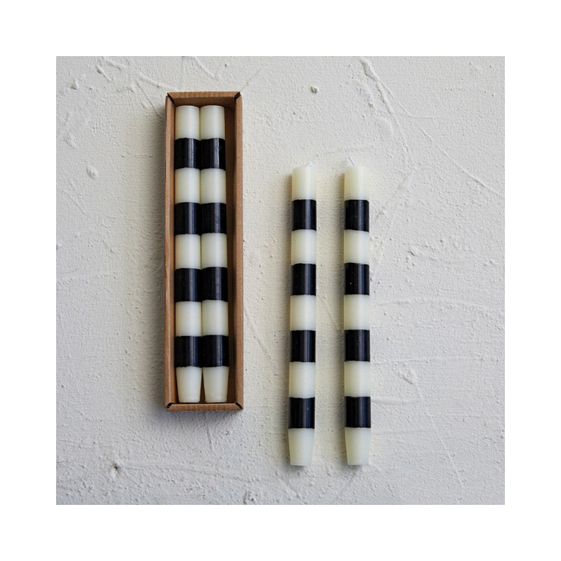 Striped Taper Candles in Box