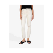LAST ONE - SIZE 0 - Rachael High Rise Mom Jean with Raw Hem in Ecru by Kut from the Kloth