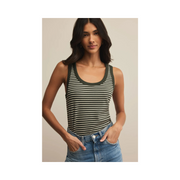 Elin Stripe Rib Tank in Dark Agave by Z Supply