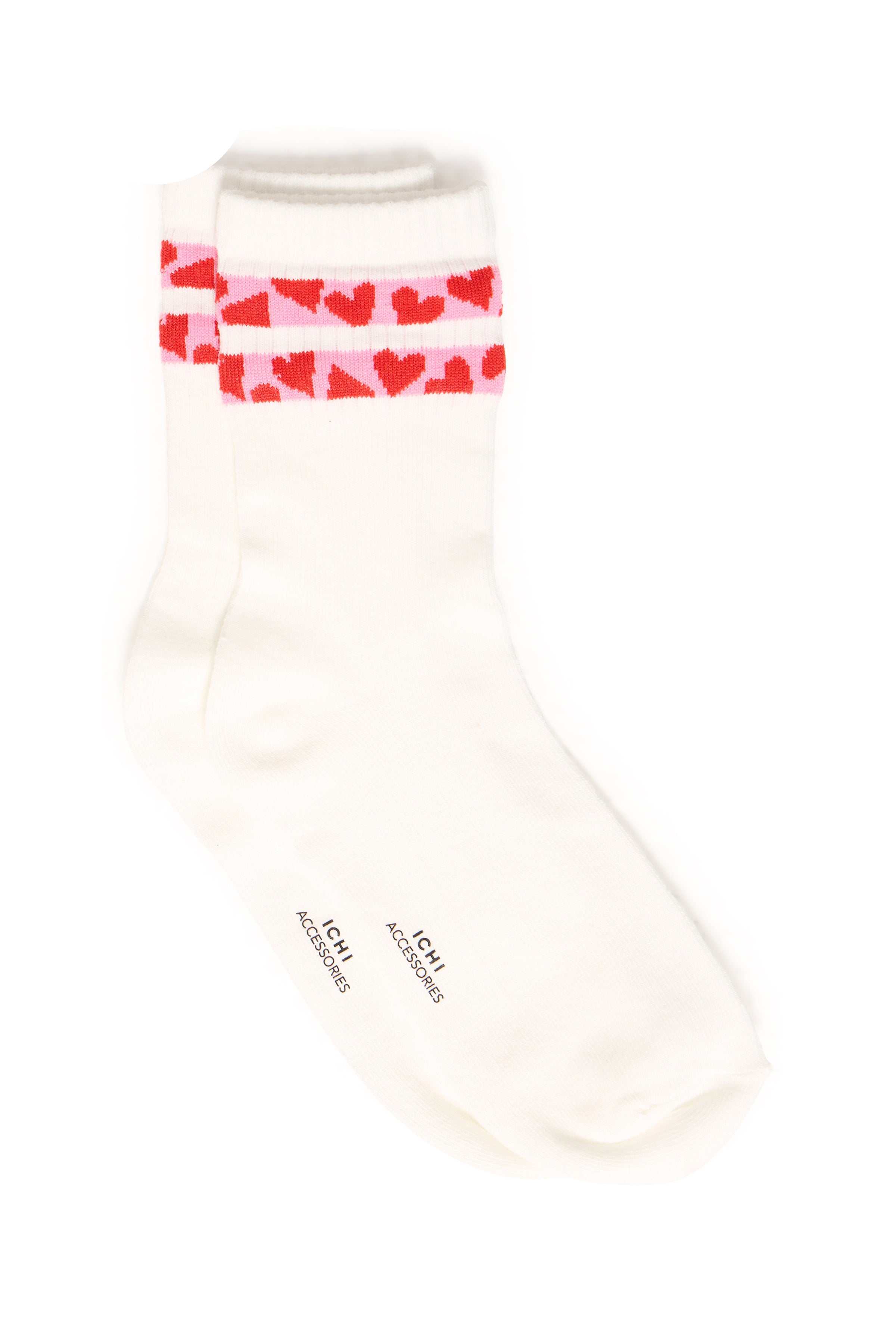 Pink Hearts Roma Socks by ICHI