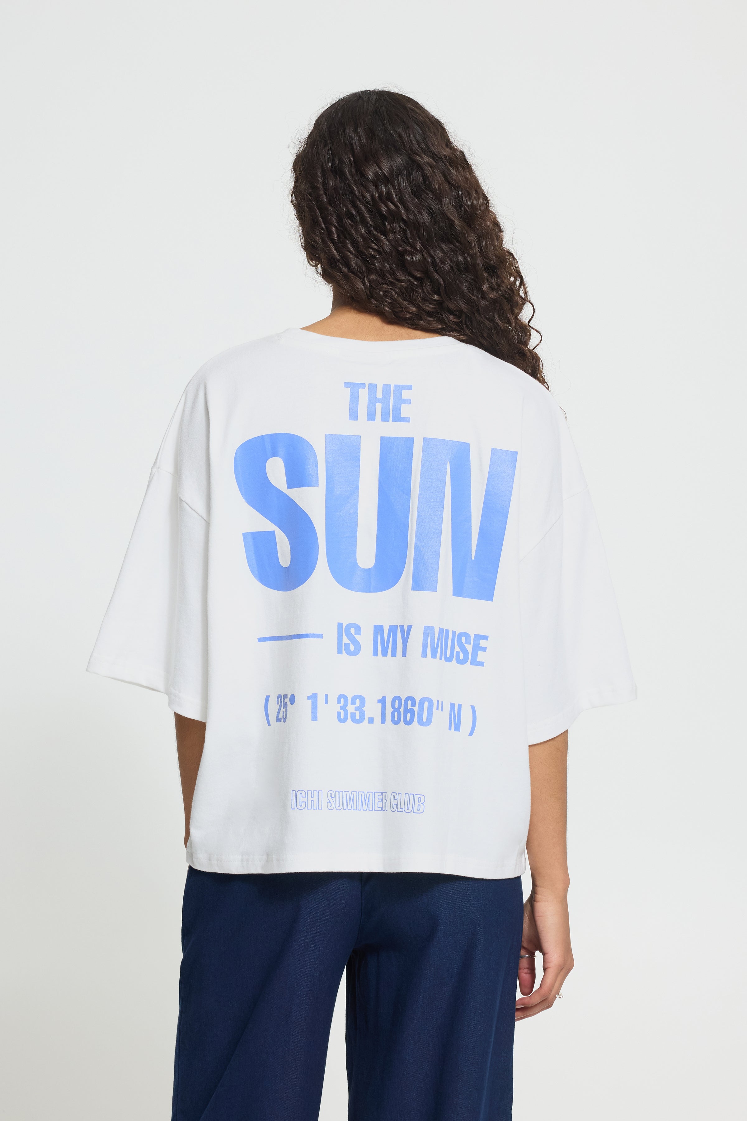Nica Short Sleeve Top in Cloud Dancer BY ICHI