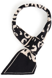 Elina Leopard Knit Scarf in Black by ICHI