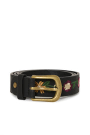 Rinna Embroidered Belt in Black by ICHI
