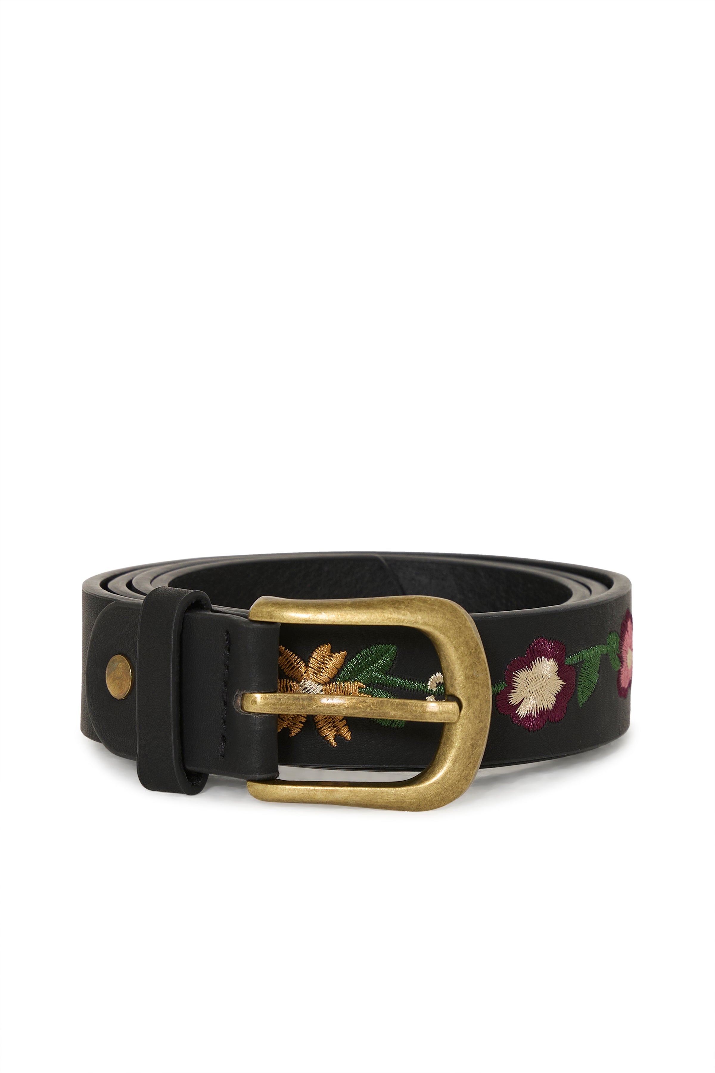 Rinna Embroidered Belt in Black by ICHI