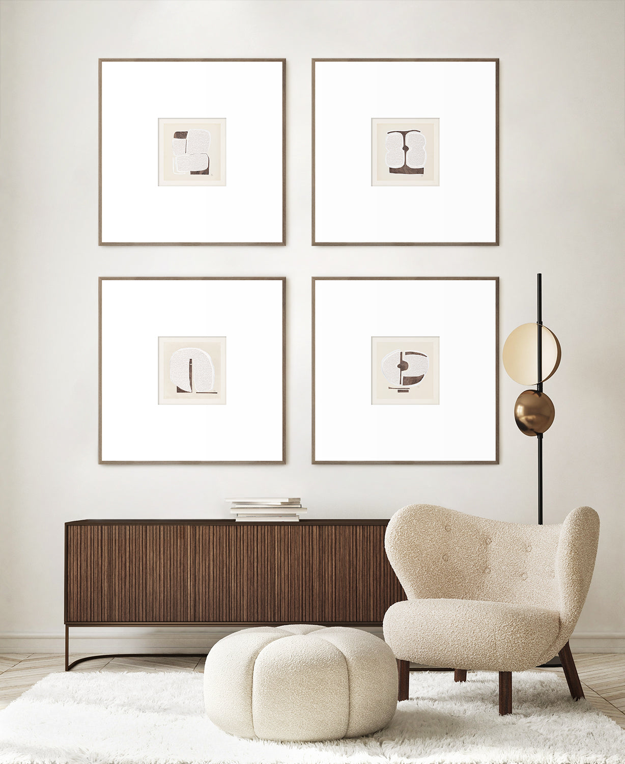 Bouclé Abstracts IV - Glass Framed -  33.5"x33.5"