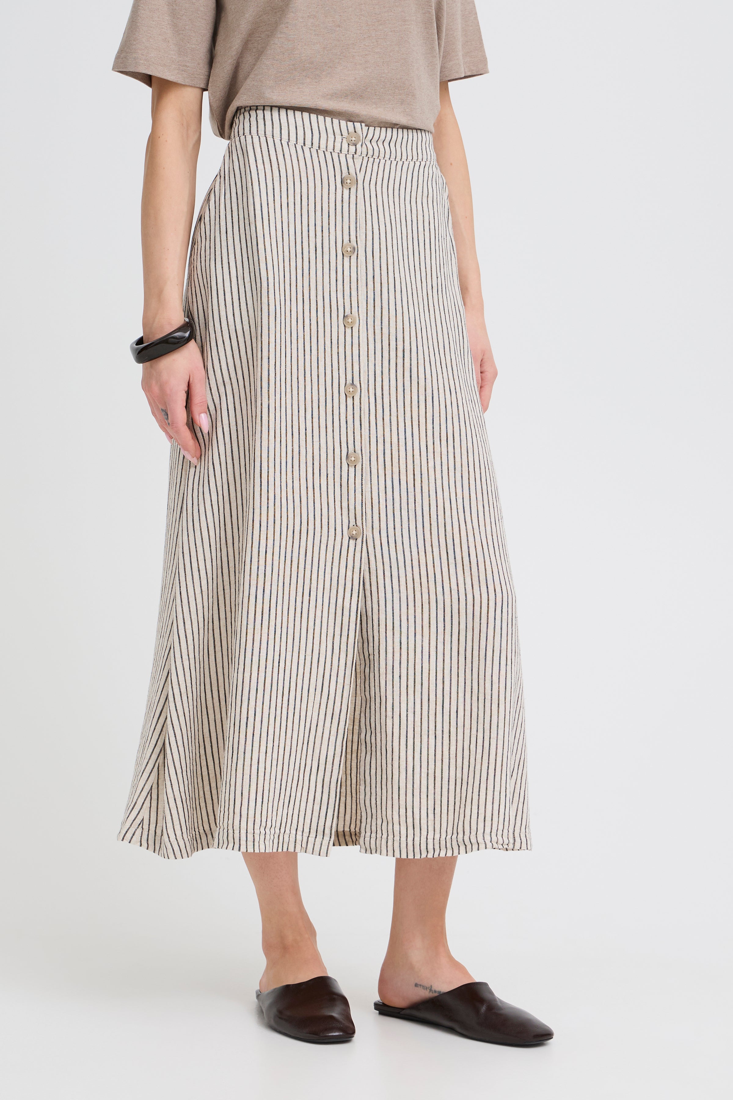 Falakka Button Skirt in Rainy Day Stripe by b.young