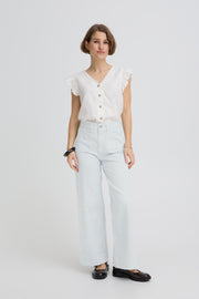 Kasion Wide Pocket Jeans in Light Blue by b.young
