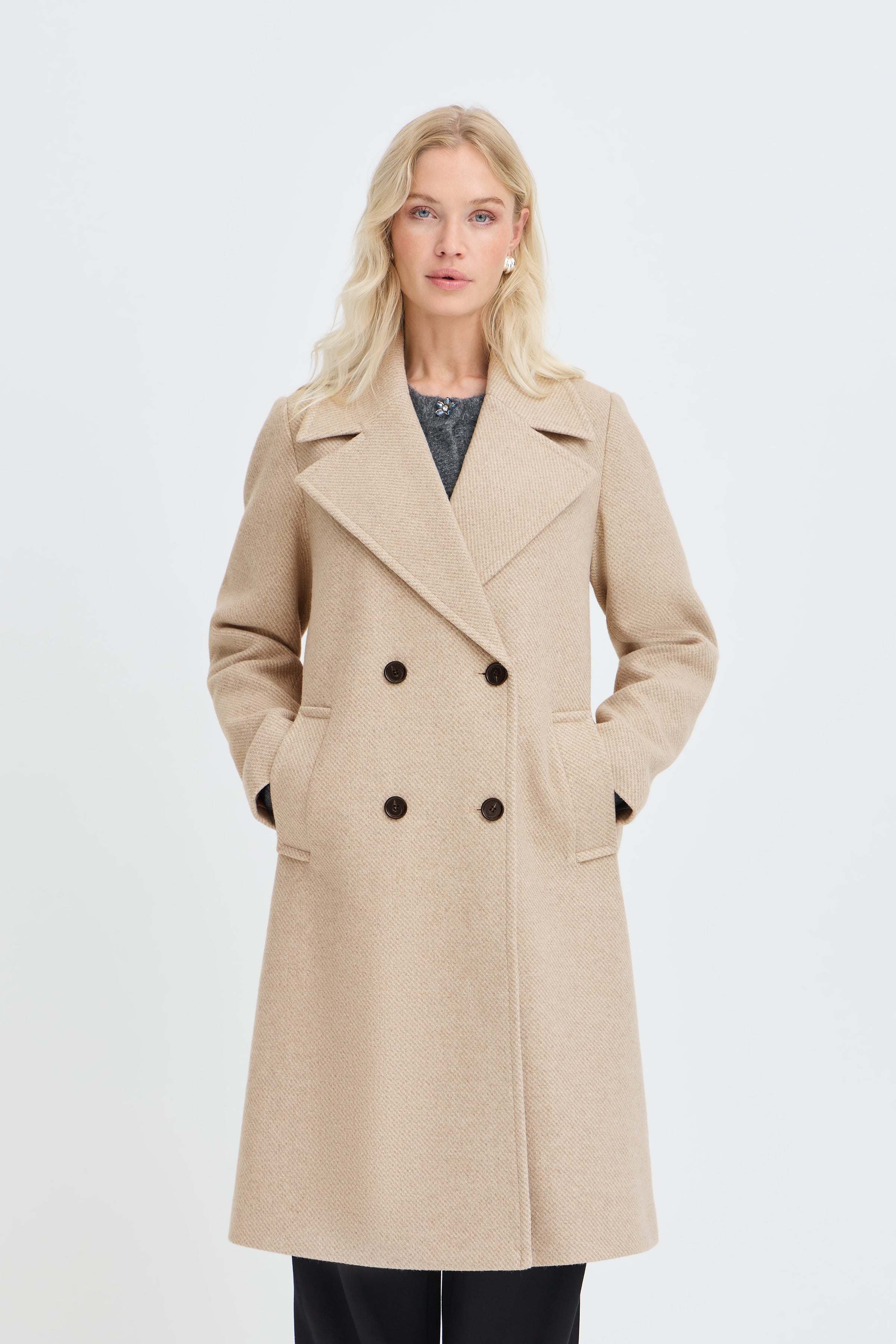 Banbara Pea Coat in Humus Melange by b.young