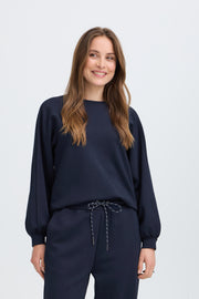 Pusti Slit Sweatshirt in Dark Sapphire by b.young