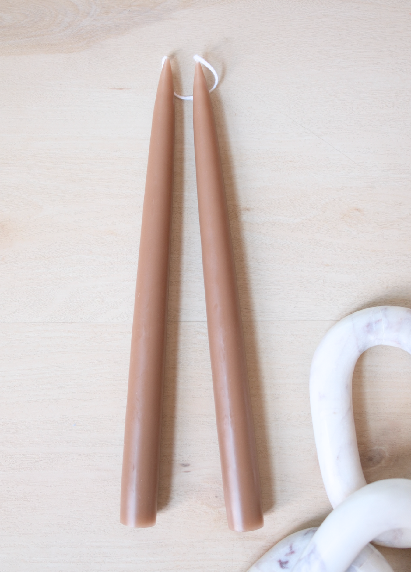 Pair of 12" Danish Taper Candles  -  Nougat