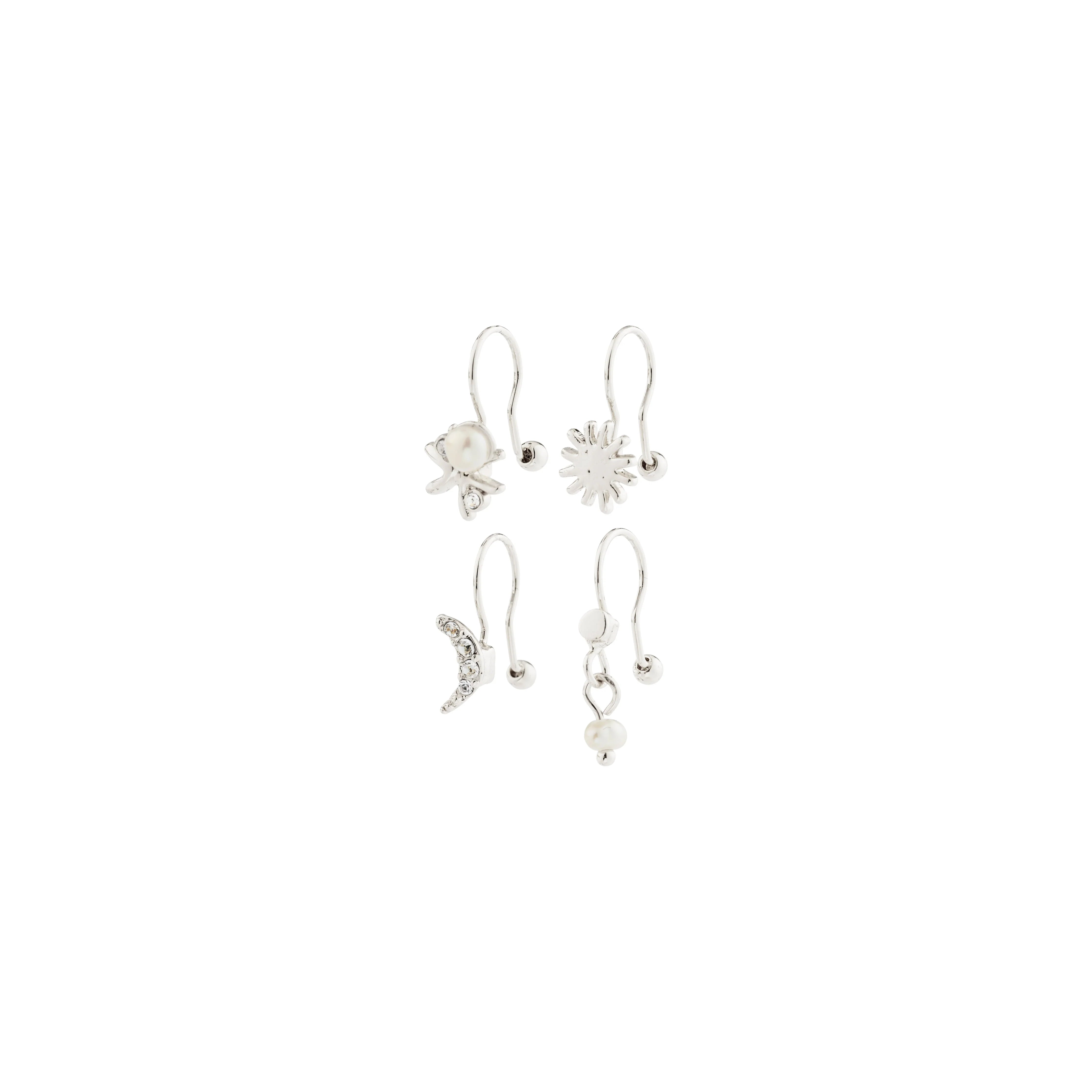 Evon Ear Cuff 4in1 Set in Silver by Pilgrim