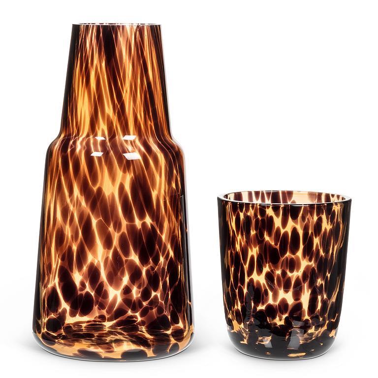 Fused Dots Bedside Carafe & Cup in Amber