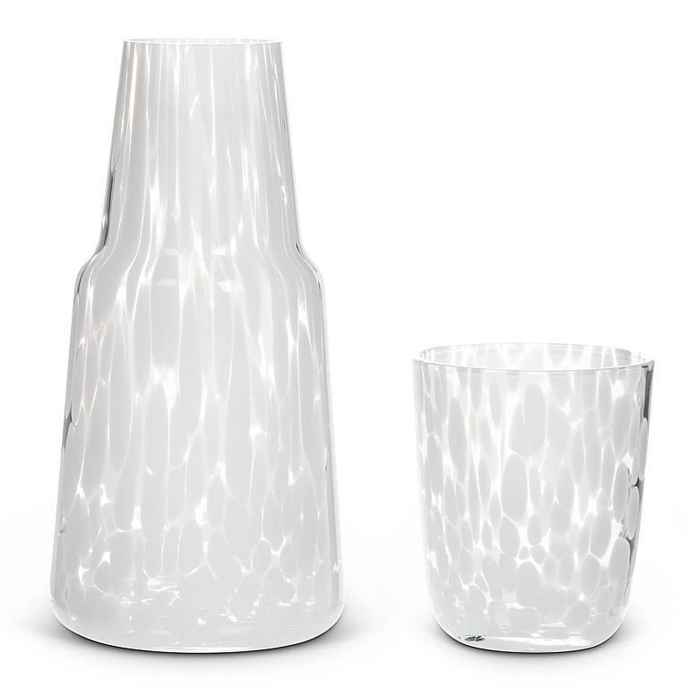 Fused Dots Bedside Carafe & Cup in White