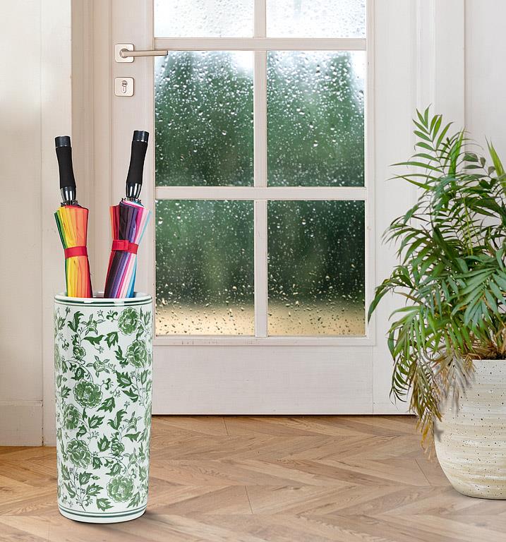 Green Floral Umbrella Stand